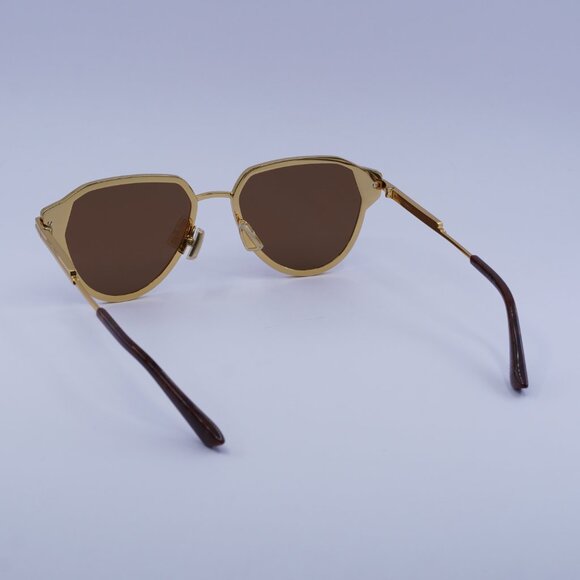 Bottega Veneta BV1271S 002 Sunglasses Gold Aviator Frame, Brown Lenses - Picture 7 of 13